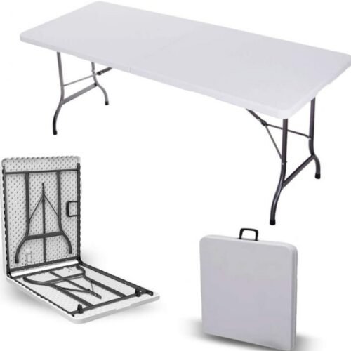 Mesa Plegable Blanca 180 cm Resistente y Portátil