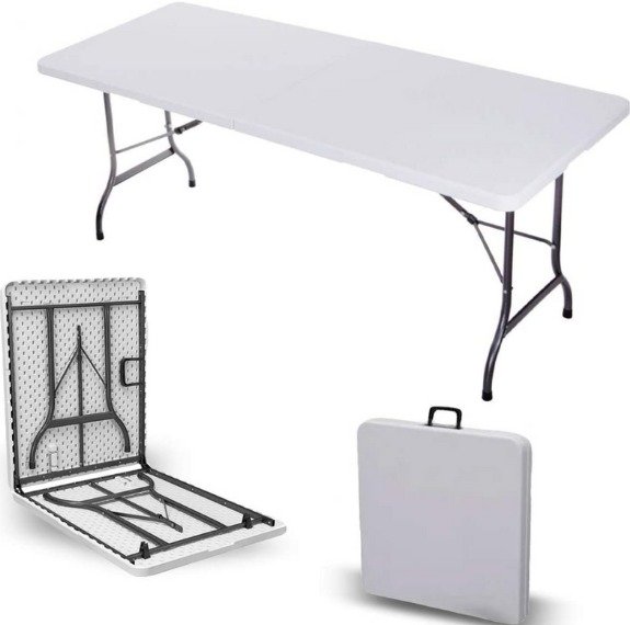 Mesa Plegable Blanca 180 cm Resistente y Portátil